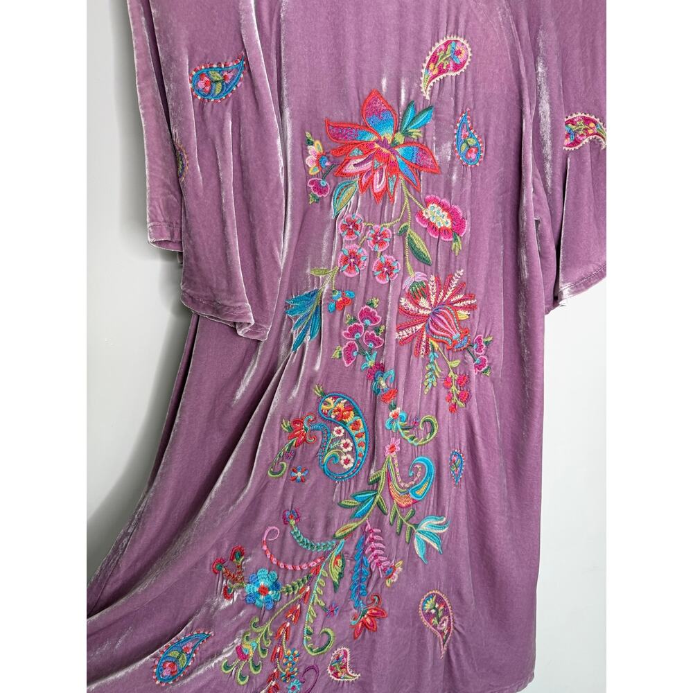 JOHNNY WAS Karime Velvet Flutter Sleeve Raglan Dress NWT Size SMALL - Picture 5 of 10